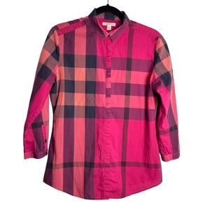 Burberry Pink 3/4 Sleeve Button Down Shirt